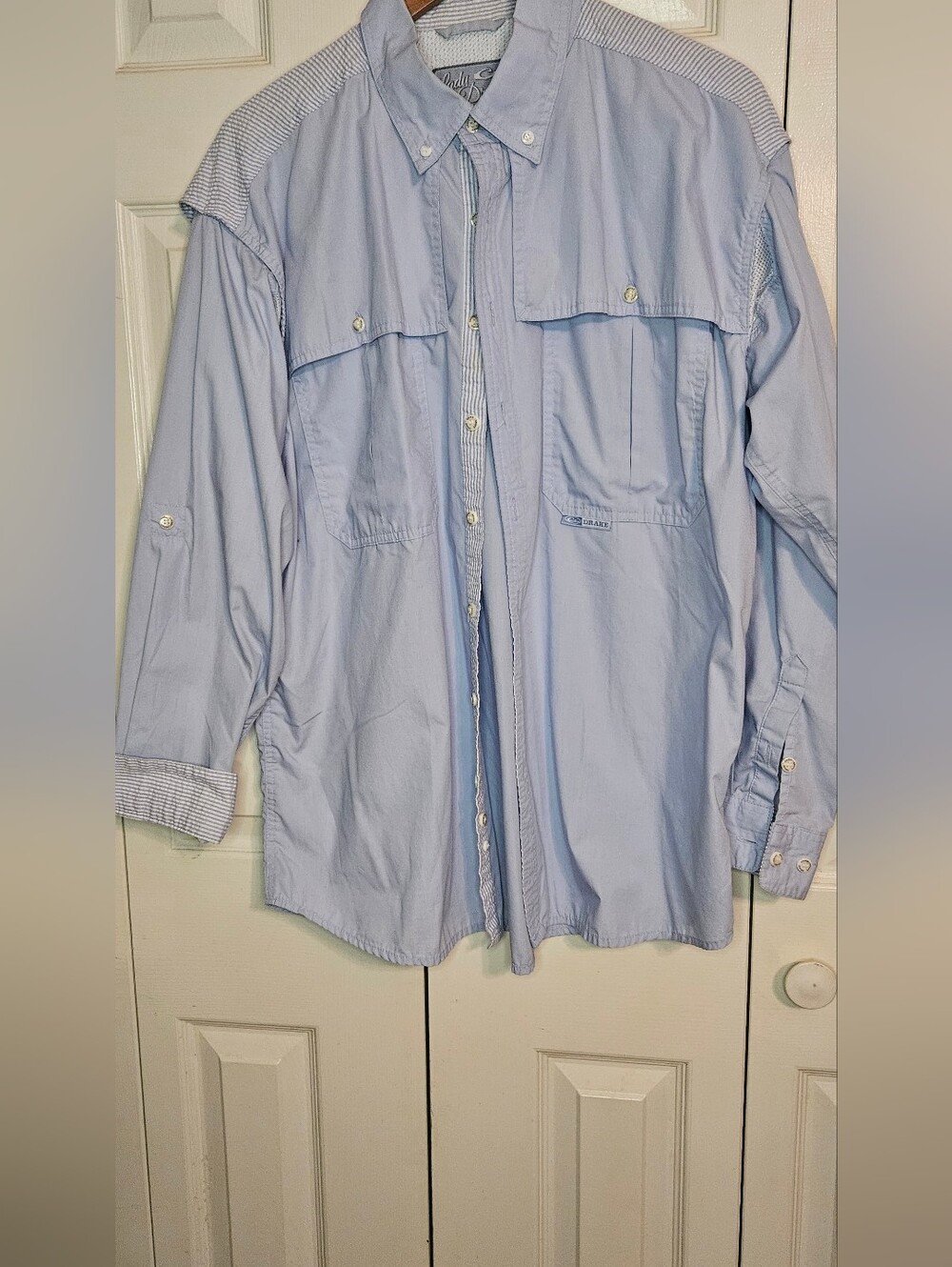 Drake Light Blue Cotton Button Shirt with Logo Tag